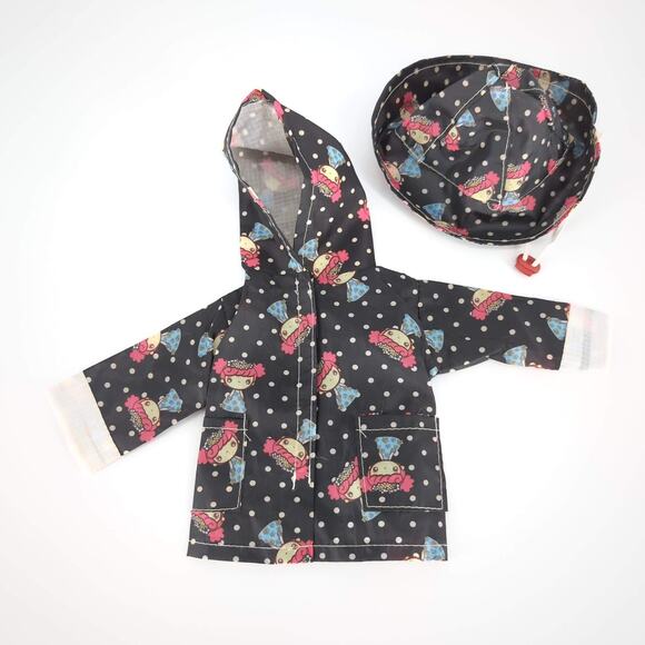 Unbranded Black & White Polka Dot Raincoat Rain Jacket / Mac for 18" Dolls - GUC - Picture 5 of 9